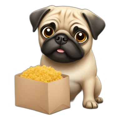 Pug delivering food  sticker