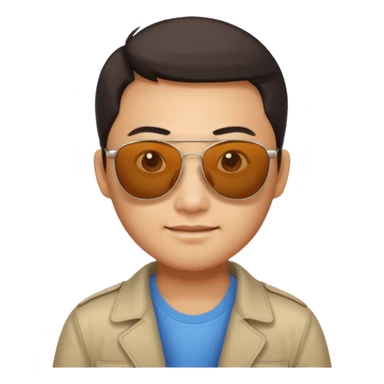 Photorealistic serious Chinese tourist wearing sunglasses sticker