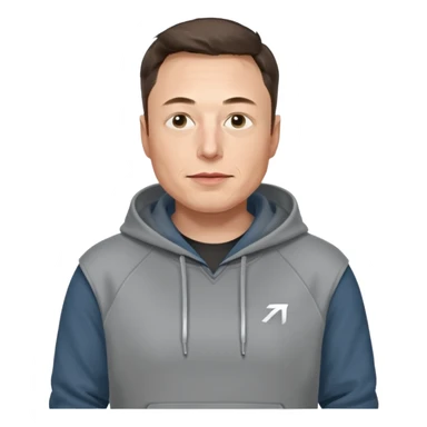 elon musk in gray hoodie full height sticker