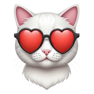 Black and white cat with heart sunglasses  sticker