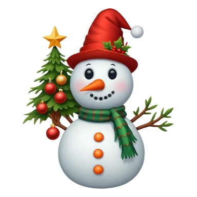 Snowman Christmas tree cardinal sticker