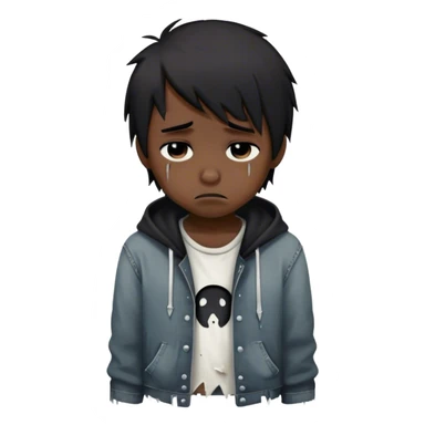 homeless man heart crying shitting sad emo baka boy heartbroken sticker
