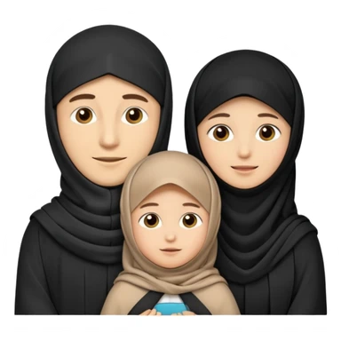 Lebaran. Keluarga terdiri dari Ayah dan ibu, 3 orang anak yang terdiri dari dua anak laki-laki dan seorang anak perempuan yang merupakan anak terkecil. Ibunya menggunakan cadar. sticker