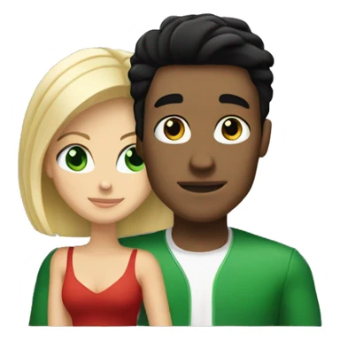 Couple he is Tunisian with black hair like Johnny Bravo and she is blonde Italian with green eyes sticker