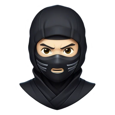 Clash of Clans aesthetic friendly Ninja Portrait Emoji, With a sleek, agile build clad in dark, stealthy attire and a determined gaze beneath a subtle mask, his face rendered in a natural skin tone (not yellow), Simplified yet sharply defined features, highly detailed, glowing with a cool, shadowy radiance, high shine, intelligent and stealthy, stylized with an air of ancient martial prowess, focused and alert, soft glowing outline, capturing the essence of a confident ninja ready to vanish into the shadows with effortless grace! sticker