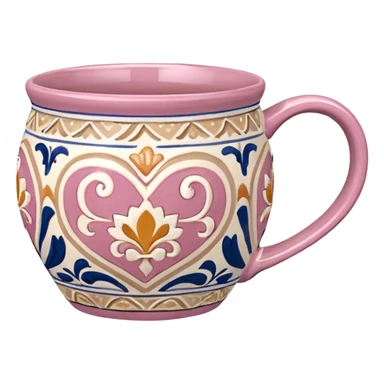 Pink white & beige Talavera mug sticker