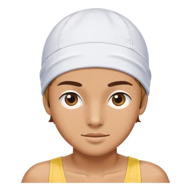 A swimmer with a preppy swim cap sticker