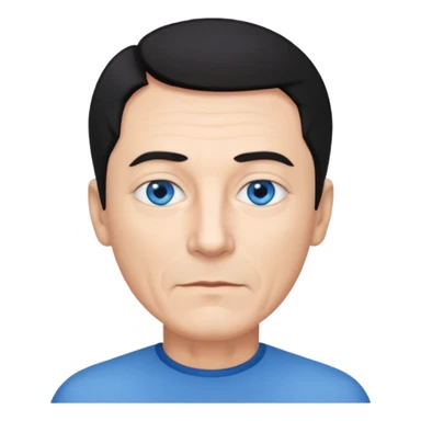 homme 60 ans menton pointu, yeux bleus cheveux noir courts  sticker