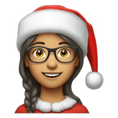 smiling  girl with glasses and Santa hatportrait sticker