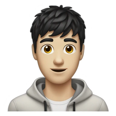 realistic white teenager guy with black bangs sticker