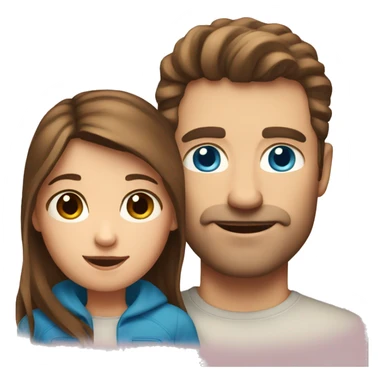 white dad and daughter with brown hair and blue eyes  sticker