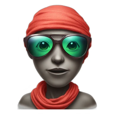 Cool Alien with bandana,scarf and red shiny glasses glasses sticker