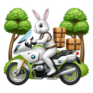 Easter bunny riding a BMW boxer motorcycle with trees and grass in the background sticker