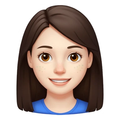 brunette with pimples on her cheek and forehead, still smiling (very visible spots) sticker