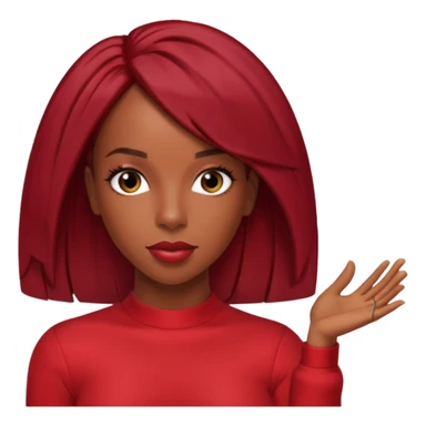 Kelly Rowland from Destiny's Child with dark red hair, red outfit sticker