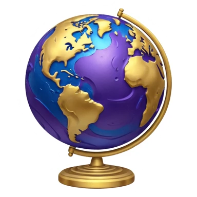 A metallic globe emoji for Mercury, with swirling blue, gold, and purple shades, emphasizing rough terrain sticker