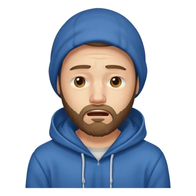 25 age beard man wearing hoodies and crying face sticker