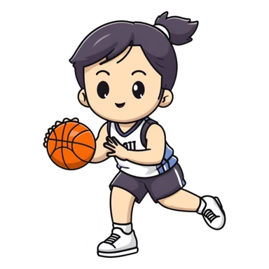 Cute Japanese high school girl playing basketball in gym clothes sticker