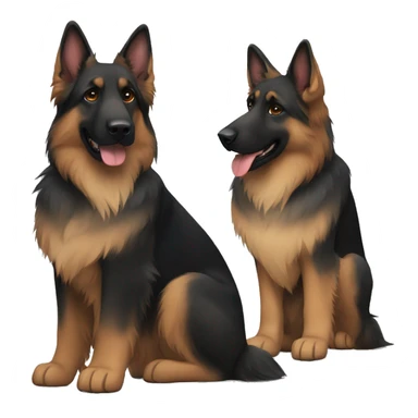 Black and red longhair German shepherd with black face sticker