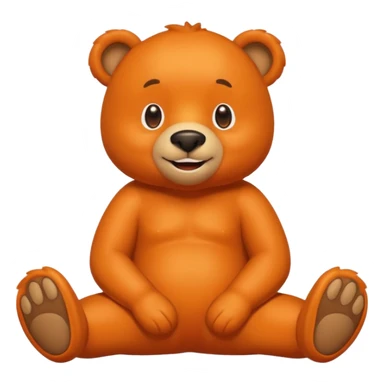 Create a orange friendly bear, make him look like from a kid cartoon and make him smile. Show his whole body. Make him look shy and cross his leg sticker