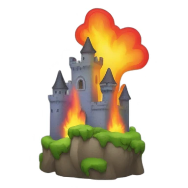 a rainbow flame engulfing a castle sticker