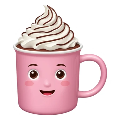 aesthetic hot chocolate with pink mug sticker