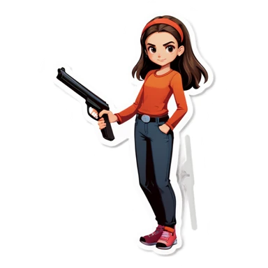 Girl having a gun  sticker