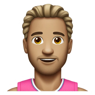 An emoji of an American man with white skin, slightly long hair, wearing a pink basketball outfit sticker
