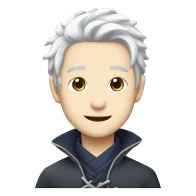 Satoru gojo, hidden eyes, white hairs ,cute smile, blushy cheeks. sticker