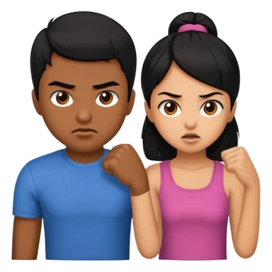 brother and sister fighting modern culture naughty  - indian skin and hairstyle sticker