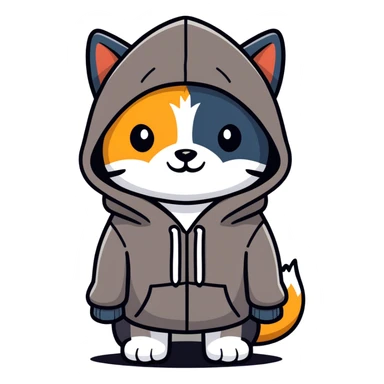 Dog cat and bird hybrid wearing a hoodie sticker