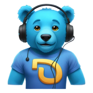 blue neon bear wearing gaming headset and hsirt that says SmiZZy sticker