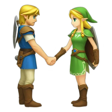Link and Zelda holding hands (Tears of the Kingdom) sticker