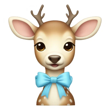Cute cream and brown Deer with a baby blue bow sticker