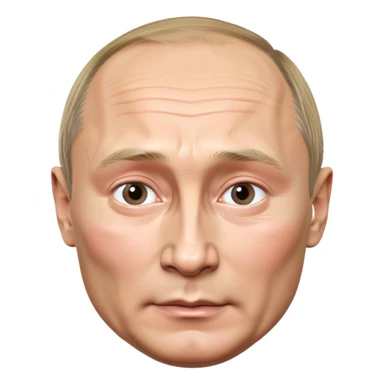 Vladimir Putin, 4K photo-realistic, round face, lifelike skin and features, polished finish, cool expression, clean background sticker