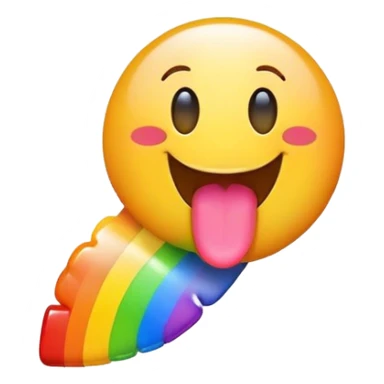 emoji sticking out its tongue in rainbow  sticker