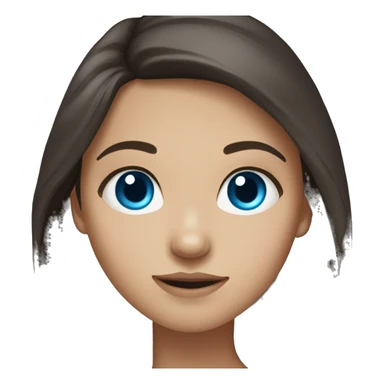 girl with long dark brown hair, light skin, blue eyes  sticker