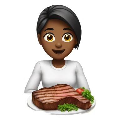 Girl eating steak  sticker