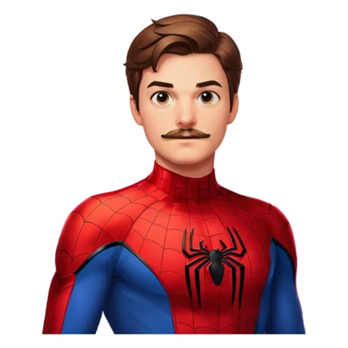 cartoon style, Peter Parker with mustache in Spiderman suit, city background, vibrant colors, 8k, high resolution sticker