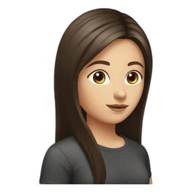 white-girl-with-long-dark brown-straight-hair-with-brown-eyes-in-a-black-t-shirt sticker