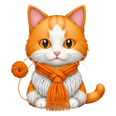 Cat knitting a tiny scarf sticker