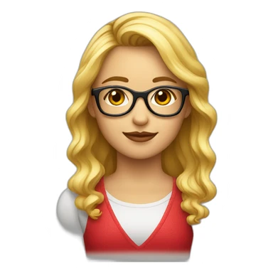 chica rubia con gafas rojas pelo ondulado y raya en el medio sticker