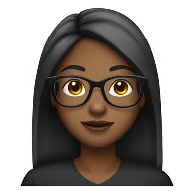 black girl with long straight hair , black glasses and a bow in her hair  sticker