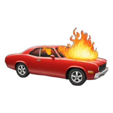 red car in fire sticker