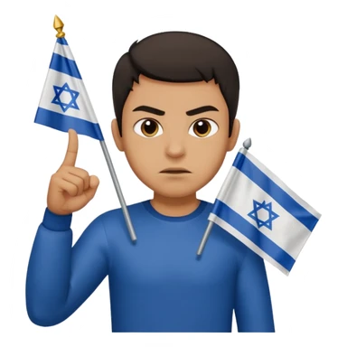 İsrail Bayrak tutan ve çok kızgın bakan adam sevmemiş gibi el hareketi yapıyor sticker