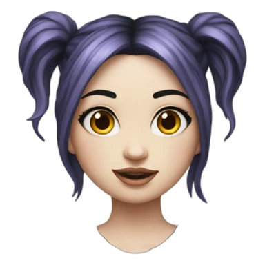 Hyperrealistic Frontal view curvy emo girl sits white skirt striped stockings hands up sticker