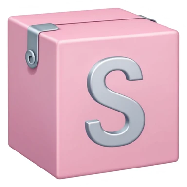 The letter S in a light pink box sticker