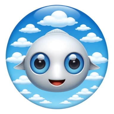 blue sky with puffy clouds, fish eye lens effect sticker