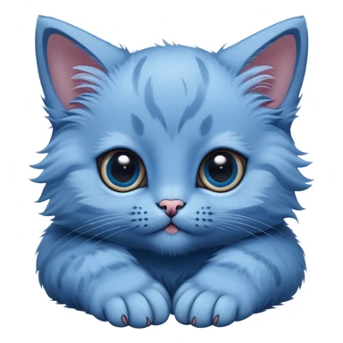 The head of a blue kitten with large eyes, resting on its paws. sticker