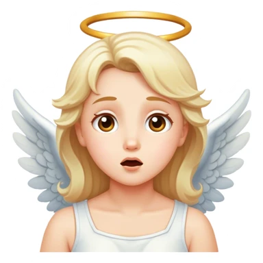 Angel blushing emoji whistling while looking up sticker